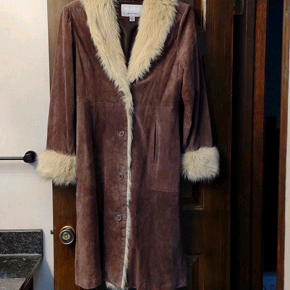 Wilson's leather Suede and faux fur trench coat